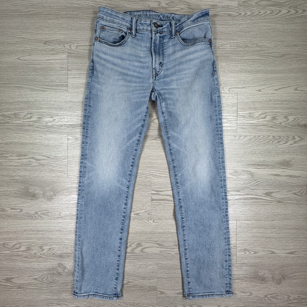 American Eagle Men's Jeans Slim Straight Light Wash 31x32 Stretch Denim